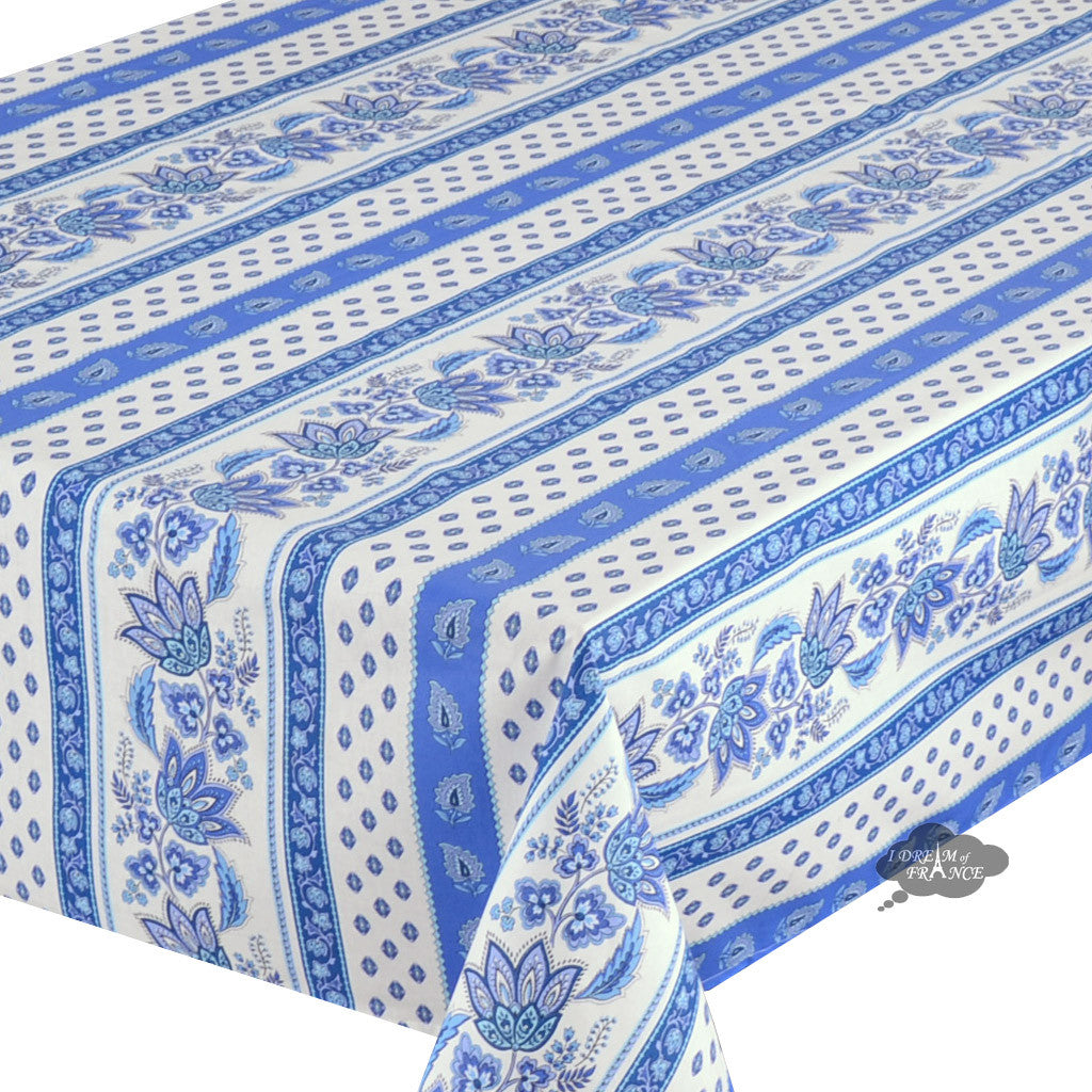 Le Cluny 60x108 Inch Rectangular Lisa White Acrylic Coated Cotton French Country Tablecloth - Perfect for Farmhouse Dining, Kitchen Tables & Rustic Weddings
