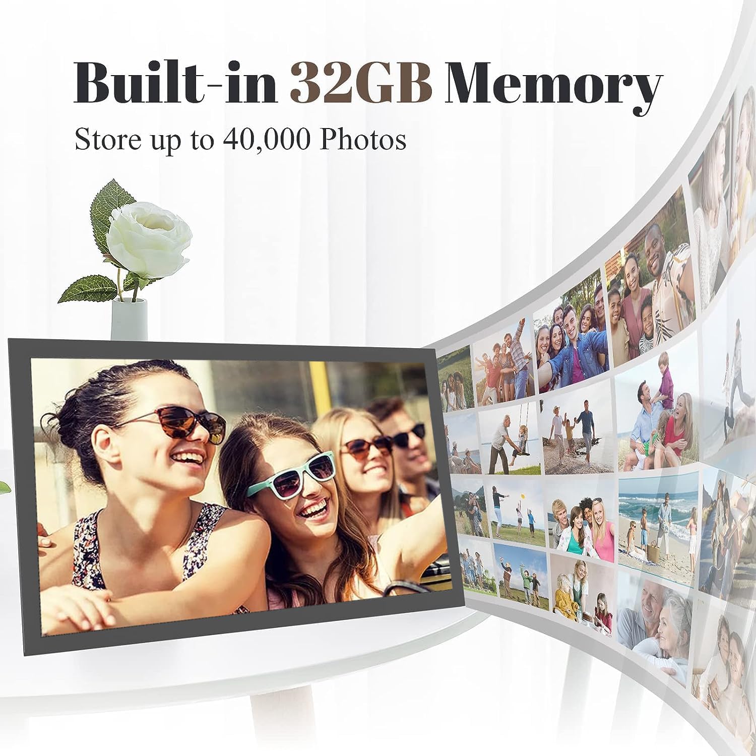 15.6 Inch WiFi Digital Photo Frame with 32GB Memory - Smart Cloud Touch Screen, Auto Rotation, Remote Sharing via Frameo App - Perfect for Home Decor, Office Display & Gift Giving