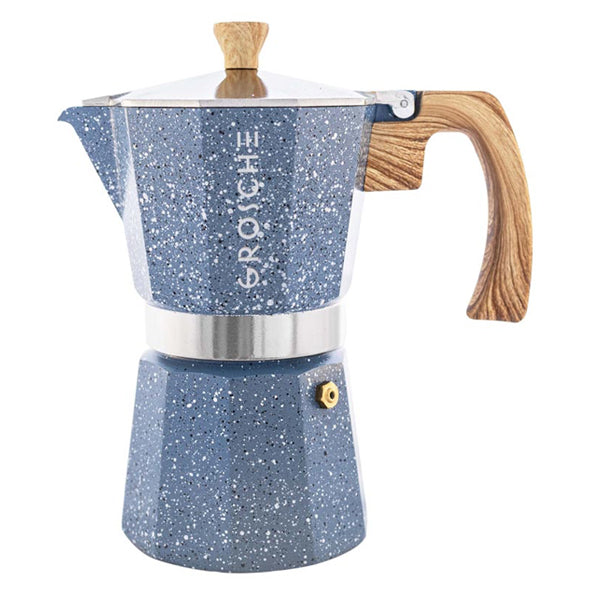 GROSCHE Milano Stovetop Espresso Maker - 3 Cup Italian Coffee Maker for Stove Top - Durable Stoneware Design - Perfect for Home, Office & Camping Coffee Brewing
