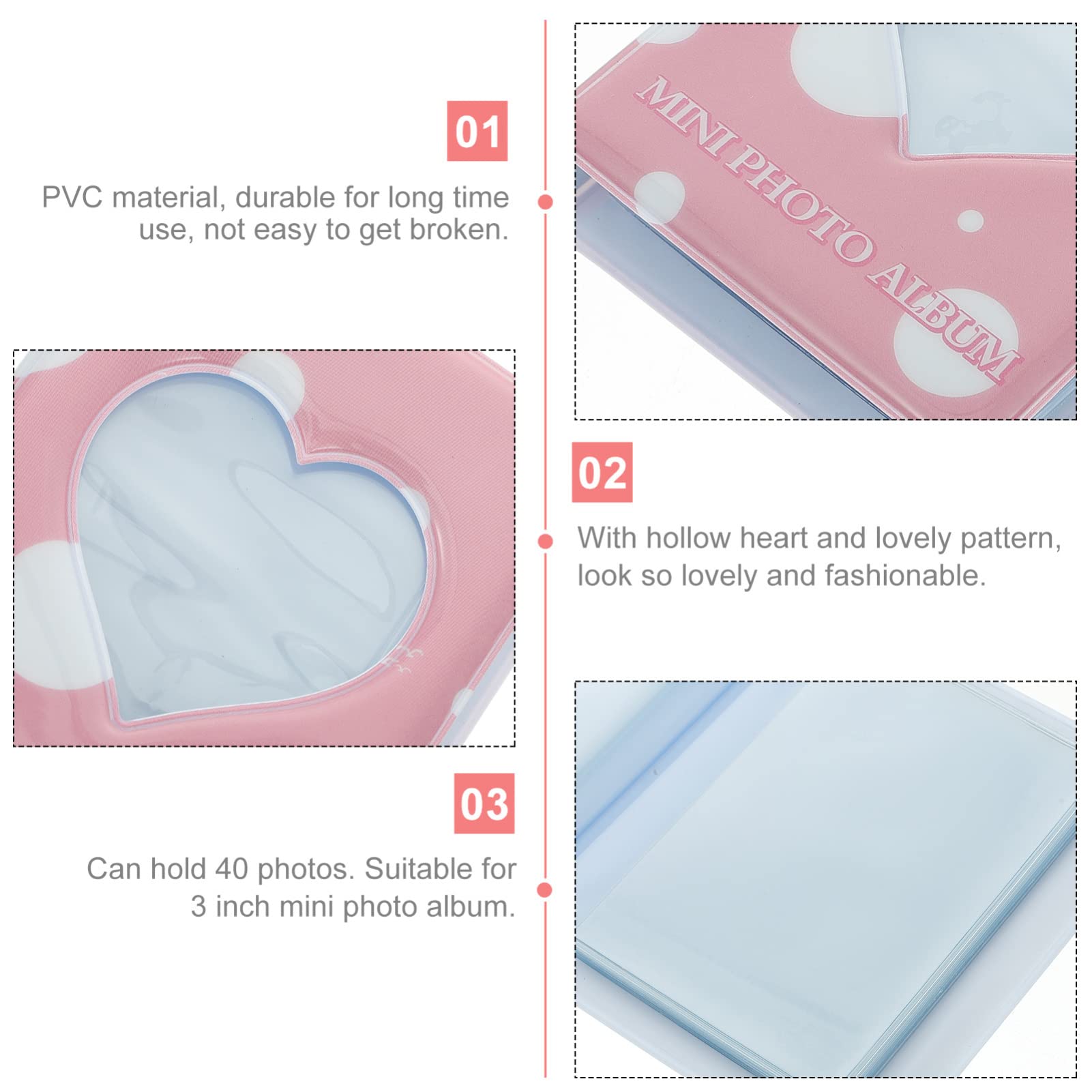 Housoutil 3-Piece PVC Photo Album Set - Portable Mini Picture Binder for Photocards, Business Cards & Stamps | Memory Keeper, Guestbook & Child's First Album | Perfect for Scrapbooking, Collectibles & Party Favors