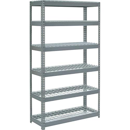 Heavy Duty Boltless Shelving Unit 48x24x60 Inches - 6-Tier Industrial Storage Rack with Wire Deck for Warehouse, Garage & Retail Organization