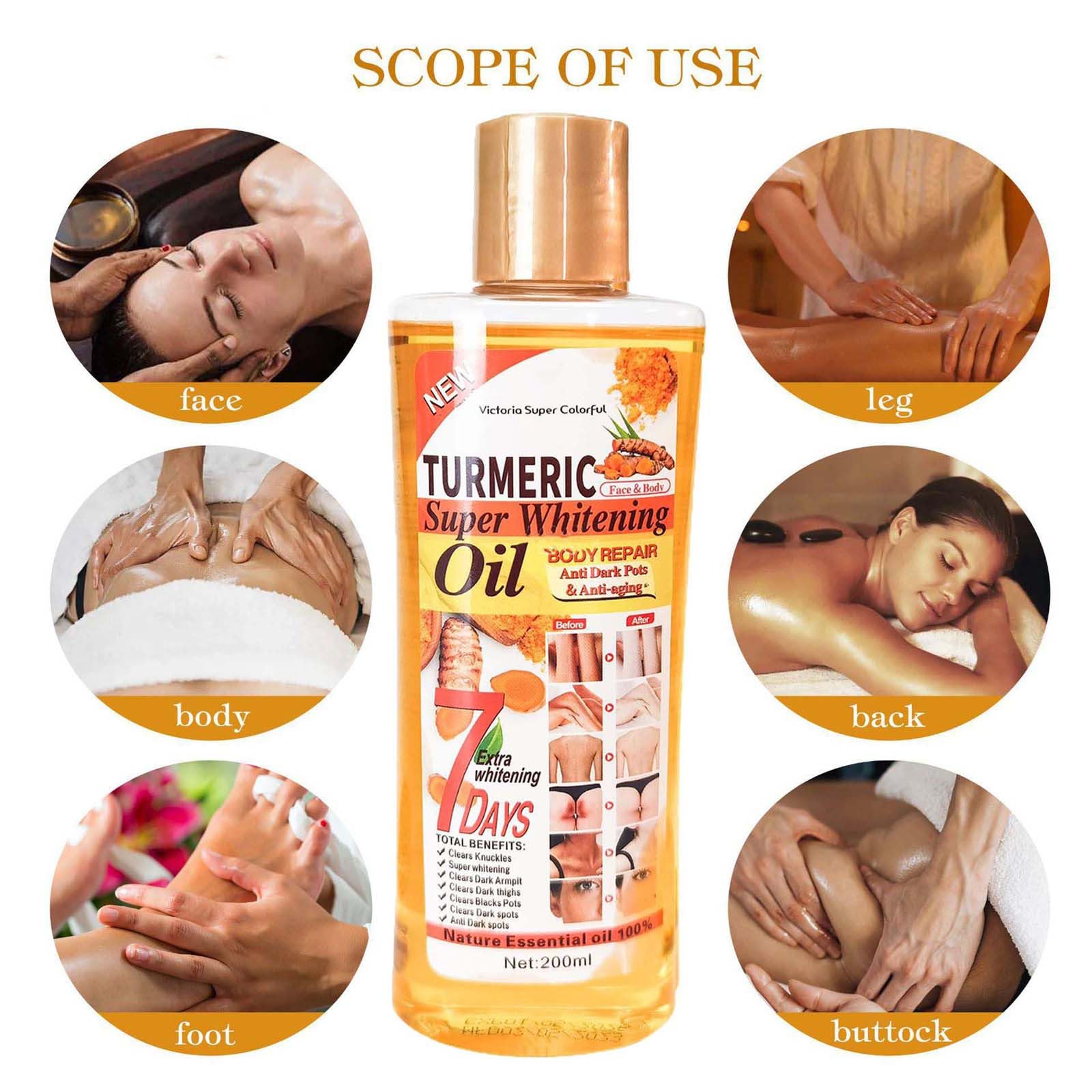 **Soft 7 Turmeric Honey Oil for Face & Body – Natural Moisturizing Oil for Dry & Rough Skin – Fast Absorbing, Non-Greasy – 200ml (1pc) – Perfect for Daily Hydration & Nighttime Skincare Routine**