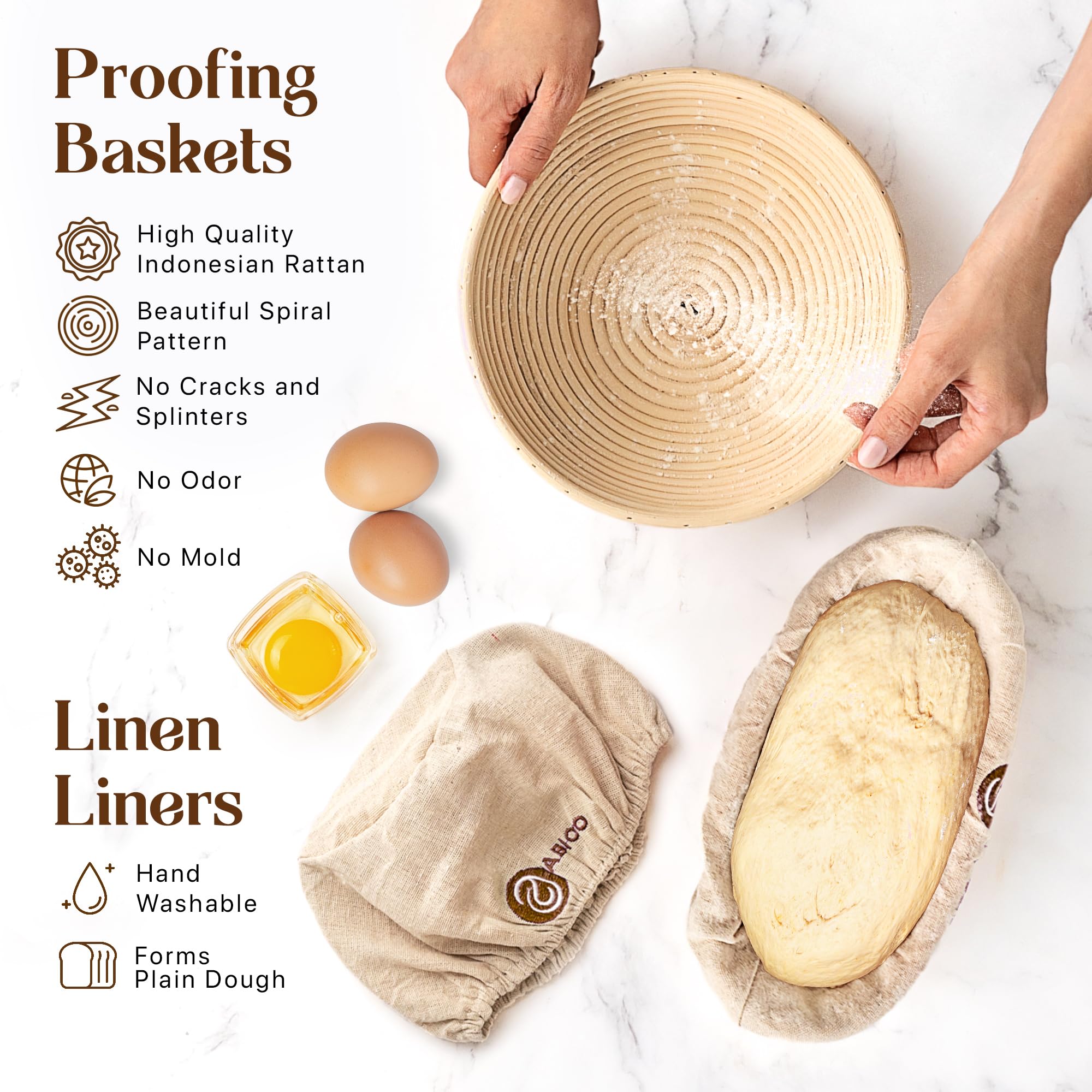Sourdough Bread Baking Kit - Complete Starter Set with Proofing Baskets, Glass Jar, Bread Lame, Scrapers & Danish Whisk | Perfect for Artisan Bread Making at Home, Gifts for Bakers & Sourdough Enthusiasts
