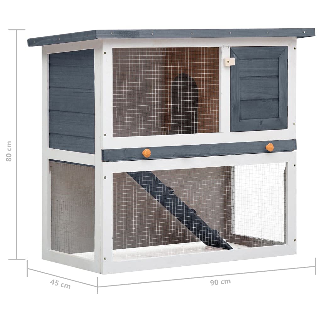 Premium Rabbit Hutch for Small Animals - Guinea Pig Cage, Bunny House with Run | Indoor & Outdoor Wooden Pet Enclosure (1 Door, Gray) | Perfect for Backyard, Patio & Home Use