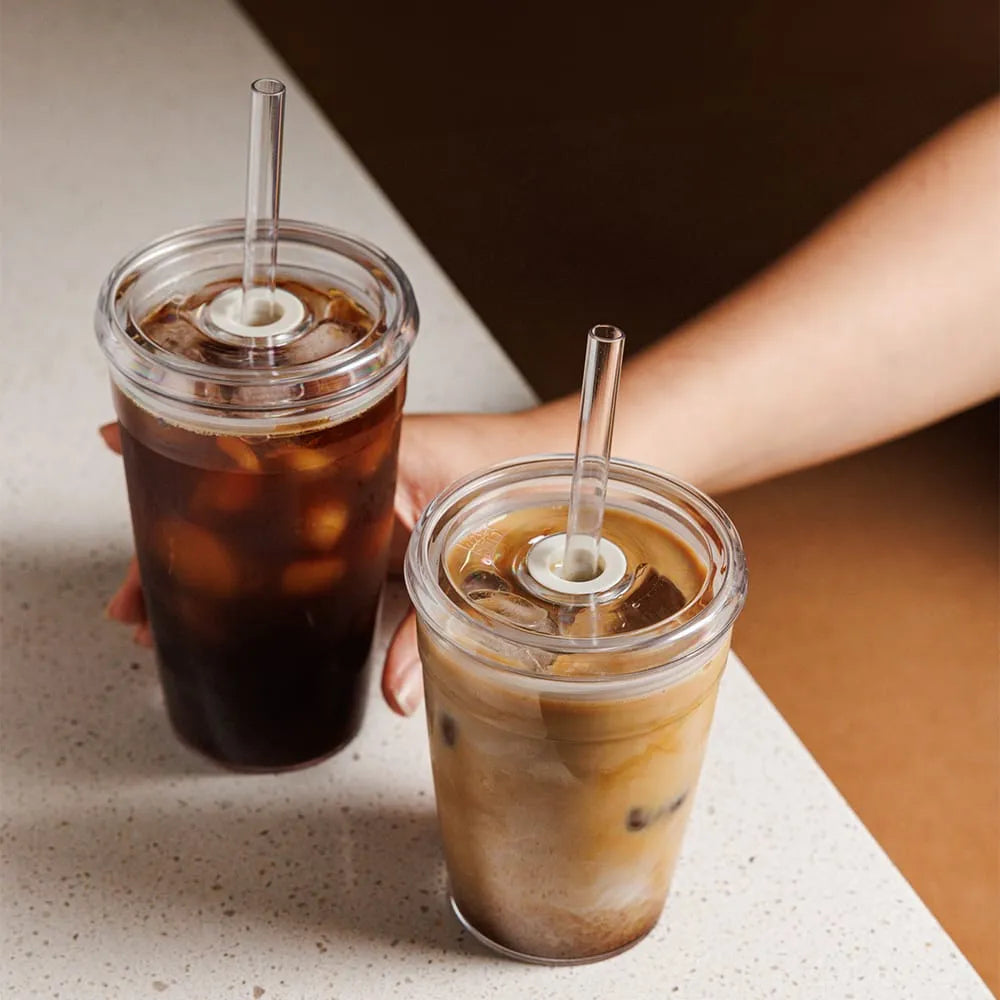 KeepCup Original Clear Plastic Cold Cup for Boba Tea - Reusable BPA-Free Travel Tumbler with Lid & Straw - Perfect for Iced Coffee, Bubble Tea & Smoothies On-The-Go