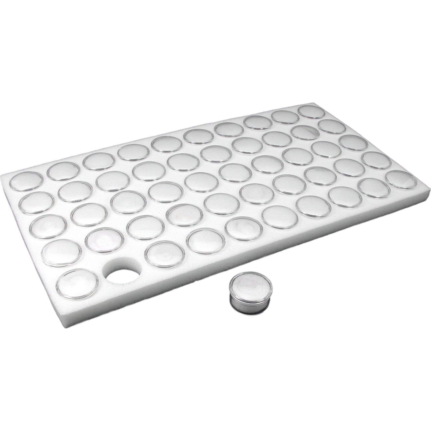 50-Piece Gem Jars White Display Tray - Organizer for Gemstones, Crystals & Jewelry - Perfect for Travel, Crafting & Bead Storage (5.5