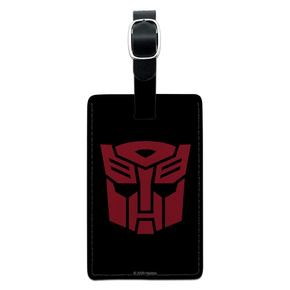 Transformers Autobot Symbol Rectangle Leather Luggage Tag - Durable Carry-On ID Tag for Suitcases & Backpacks | Perfect for Travel, Business Trips & Cosplay Accessories