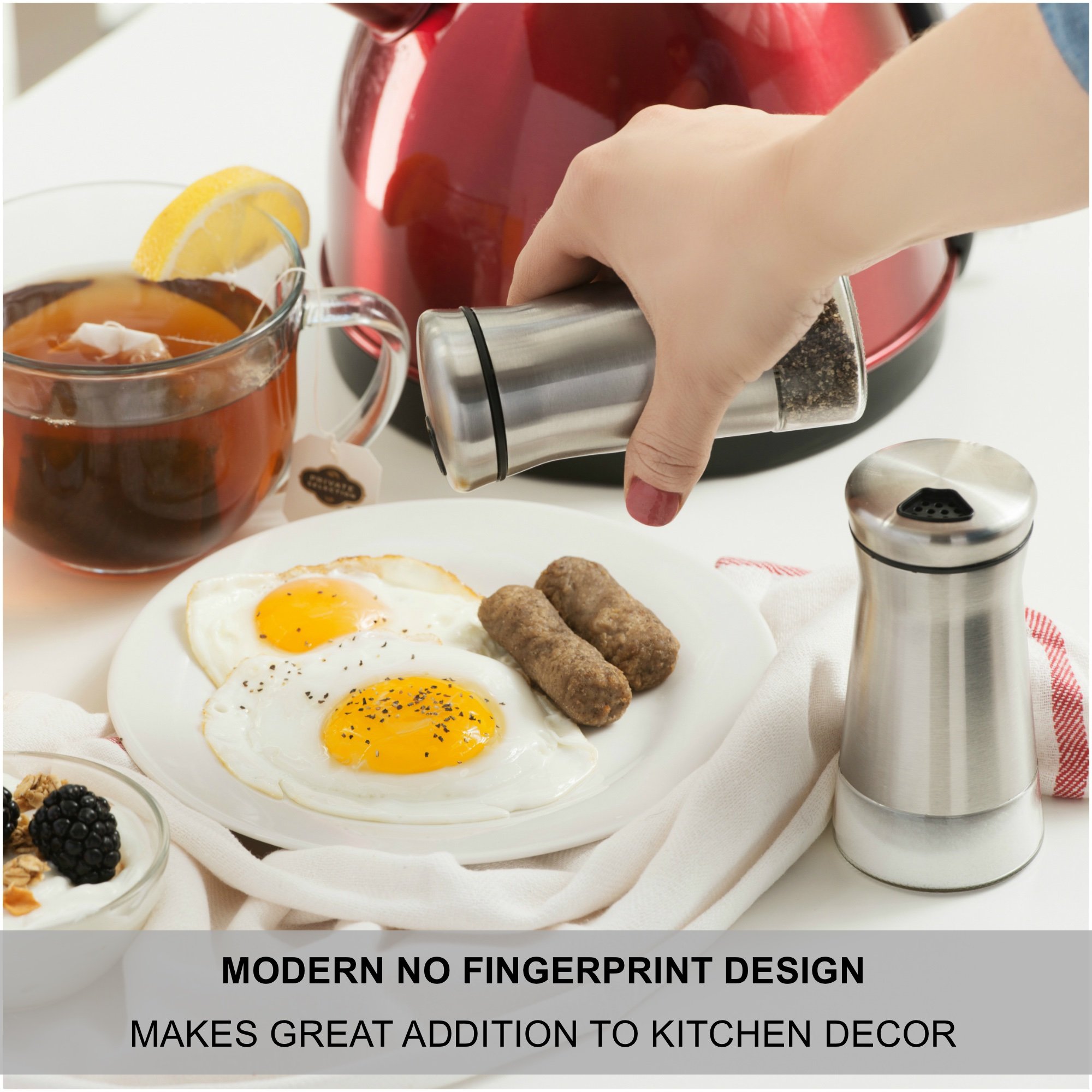 Premium Stainless Steel Salt and Pepper Shakers Set with Adjustable Dispensing Holes - Ideal for Kitchen, Dining Table & Outdoor Picnics