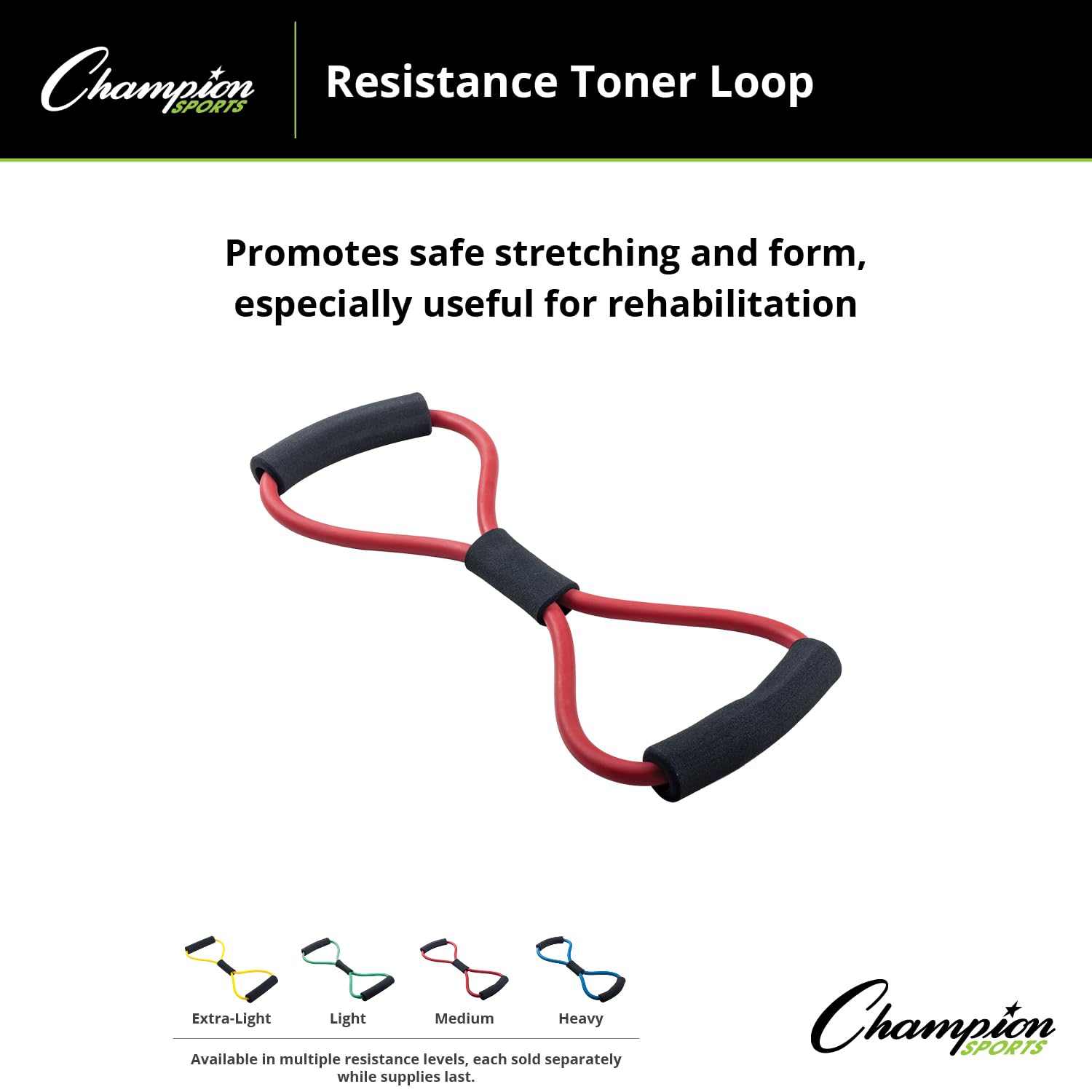 Champion Sports Extra Light Resistance Exercise Bands - Yellow | Perfect for Home Workouts, Yoga, Pilates & Strength Training