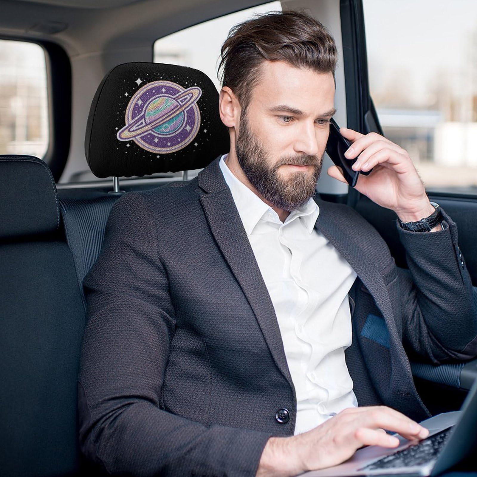 Universal Car Headrest Cover - Full Wrap Seat Protector for Comfort & Style - Compatible with Most Vehicles - 1 PC - Perfect for Road Trips, Daily Commutes & Car Interior Protection
