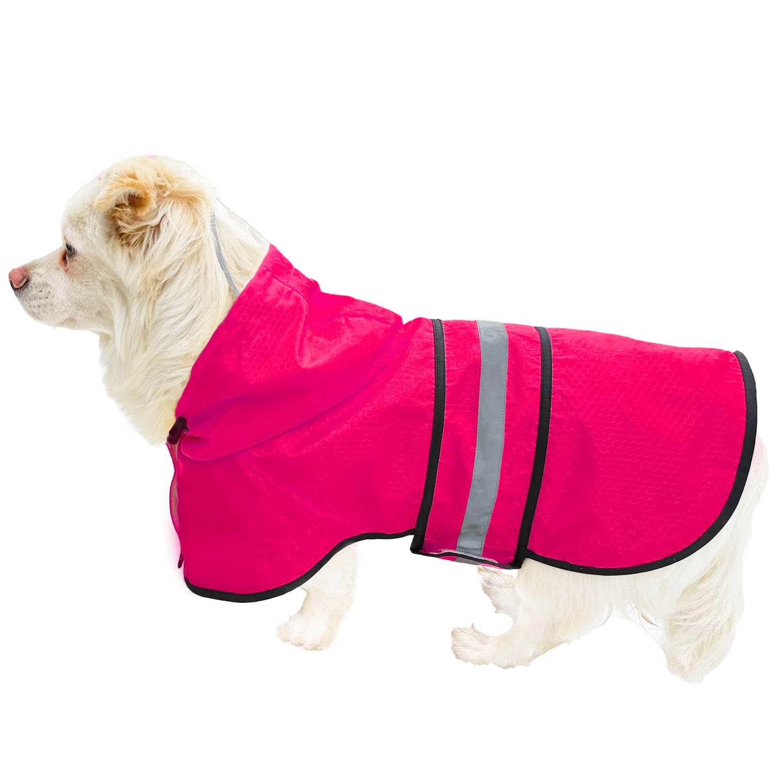 Waterproof Reflective Dog Raincoat with Adjustable Belly Strap & Leash Hole - Lightweight Breathable Hooded Poncho for Small Medium Large Dogs (Pink, Small) | Perfect for Rainy Walks, Outdoor Adventures & Pet Safety