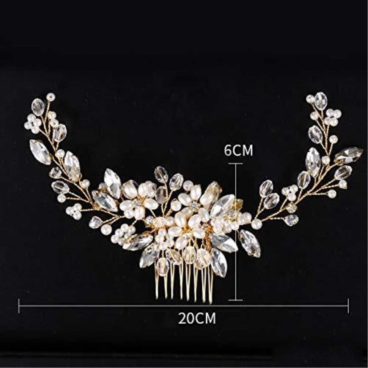 Elegant Crystal Rhinestone Pearl Bridal Hair Comb for Women - Gold & Blue Wedding Hair Jewelry Side Comb - Perfect for Bridal, Prom, Evening Gala & Special Occasions