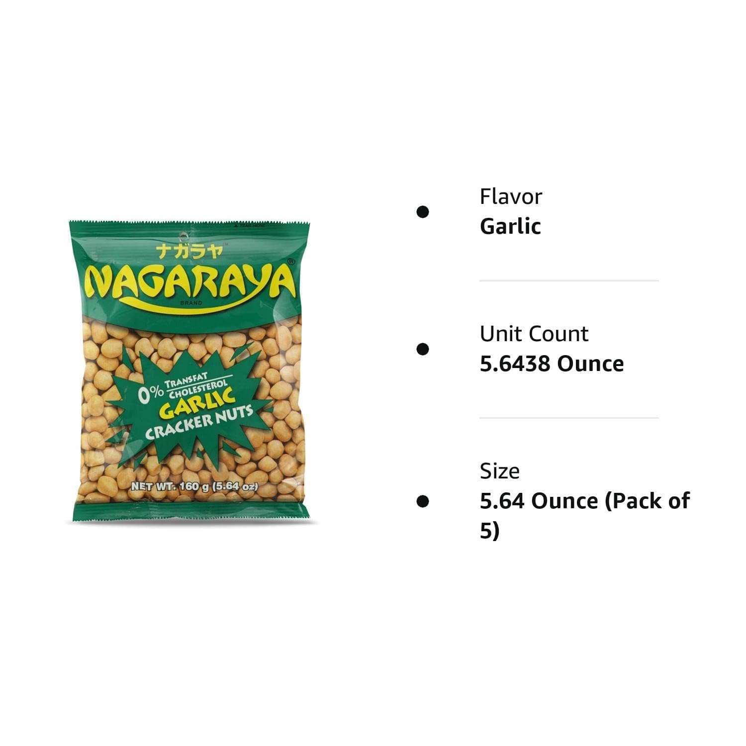 Nagaraya Garlic Cracker Nuts - 5 Pack (160g Each) | Crunchy Snack for Parties, Movie Nights & On-the-Go