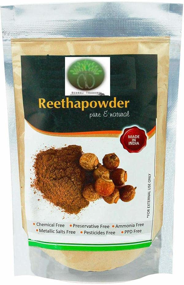 NEERAJ - Reetha Powder (Soap Nut, Ritha, Aritha Powder) for Hair Growth & Conditioning - 200g | Natural Hair Care Treatment for Shine & Scalp Health | Perfect for DIY Shampoo & Ayurvedic Hair Masks