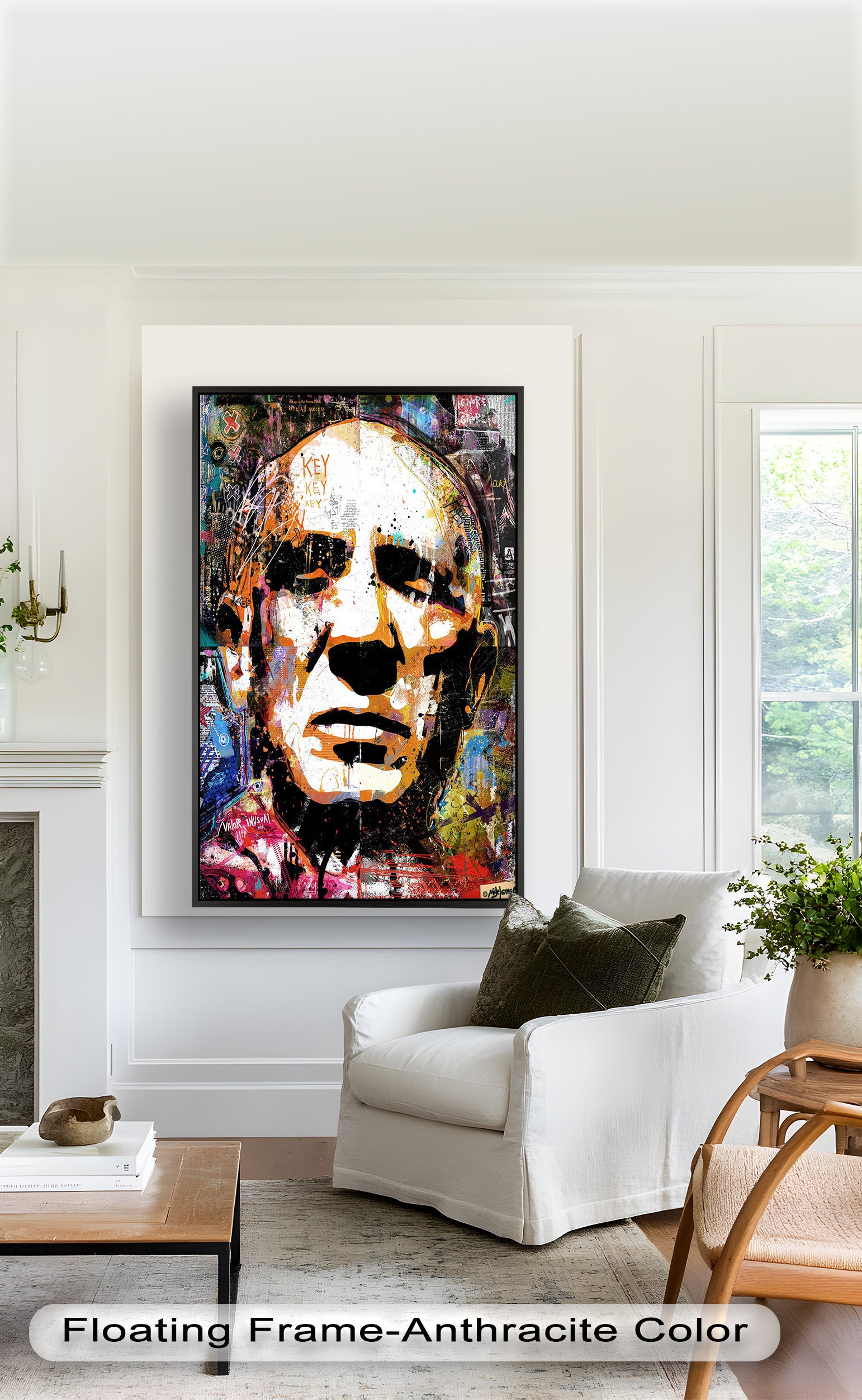 Abstract Urban Face Portrait Wall Art - Modern Pop Art Oil Painting for Living Room, Bedroom & Office Decor
