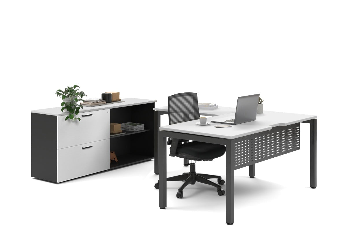 Quadro Square Legs L-Shaped Executive Office Desk with Black Legs [1800L x 1700W] - Perfect for Modern Workspaces, Home Offices & Conference Rooms
