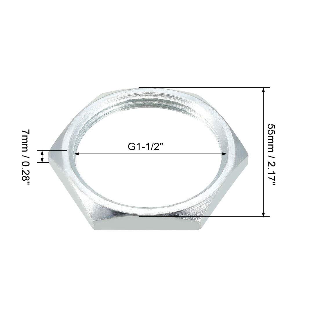 Carbon Steel Pipe Fitting - G1-1/2 Inch Female Threaded Hex Locknut (2 Pcs) - PPFT41790 - Ideal for Plumbing, Industrial Piping & Water Supply Systems