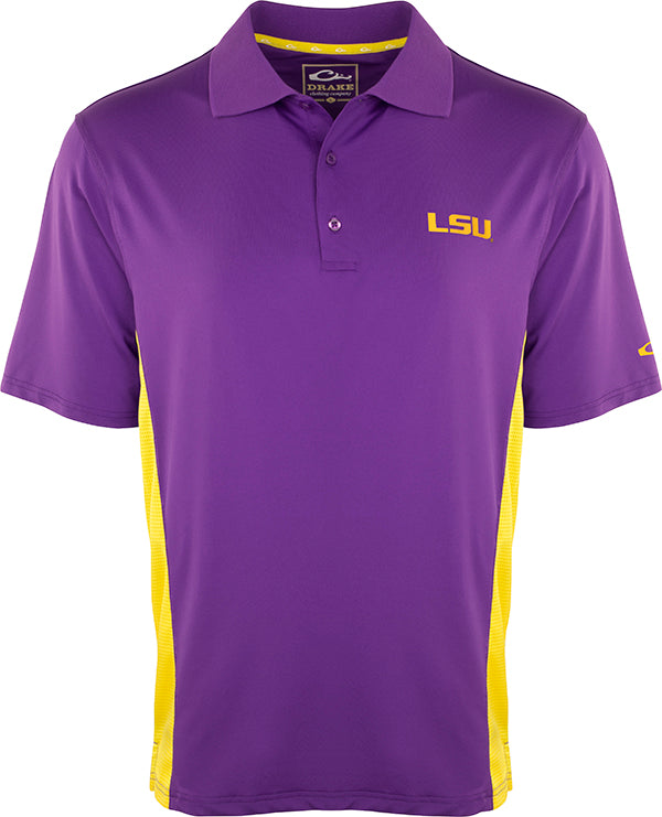 LSU Performance Polo Shirt for Men - Breathable Mesh Side Panels for Comfort - Perfect for Sports, Golf & Casual Wear
