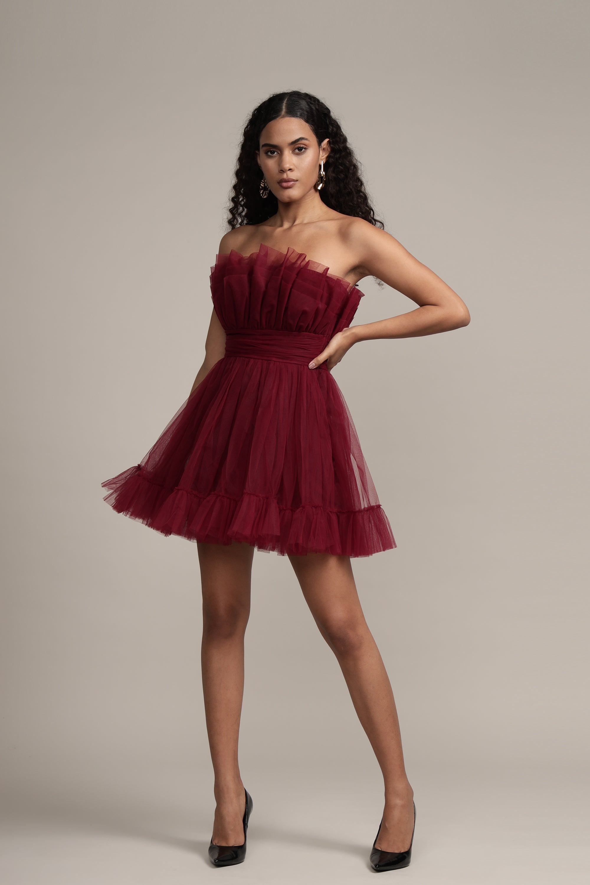 Astro Red Caspian Tulle Mini Dress for Women - Elegant Party, Cocktail & Evening Wear