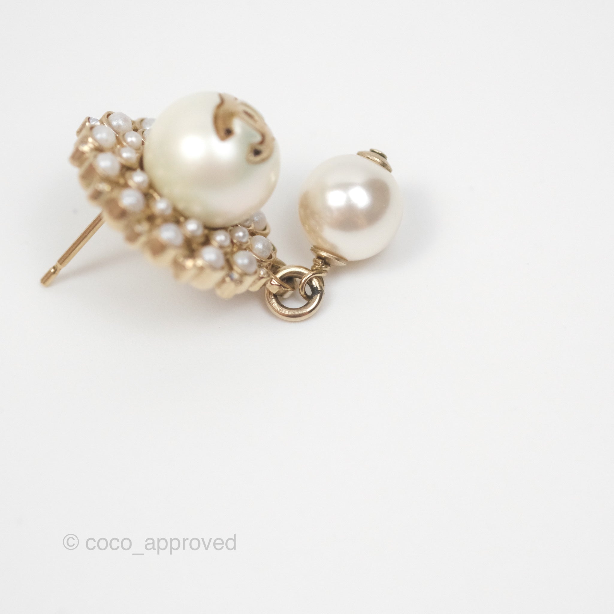 Chanel CC Crystal Pearl Drop Earrings in Gold Tone - Luxury Fashion Jewelry for Women, Perfect for Parties, Weddings & Special Occasions