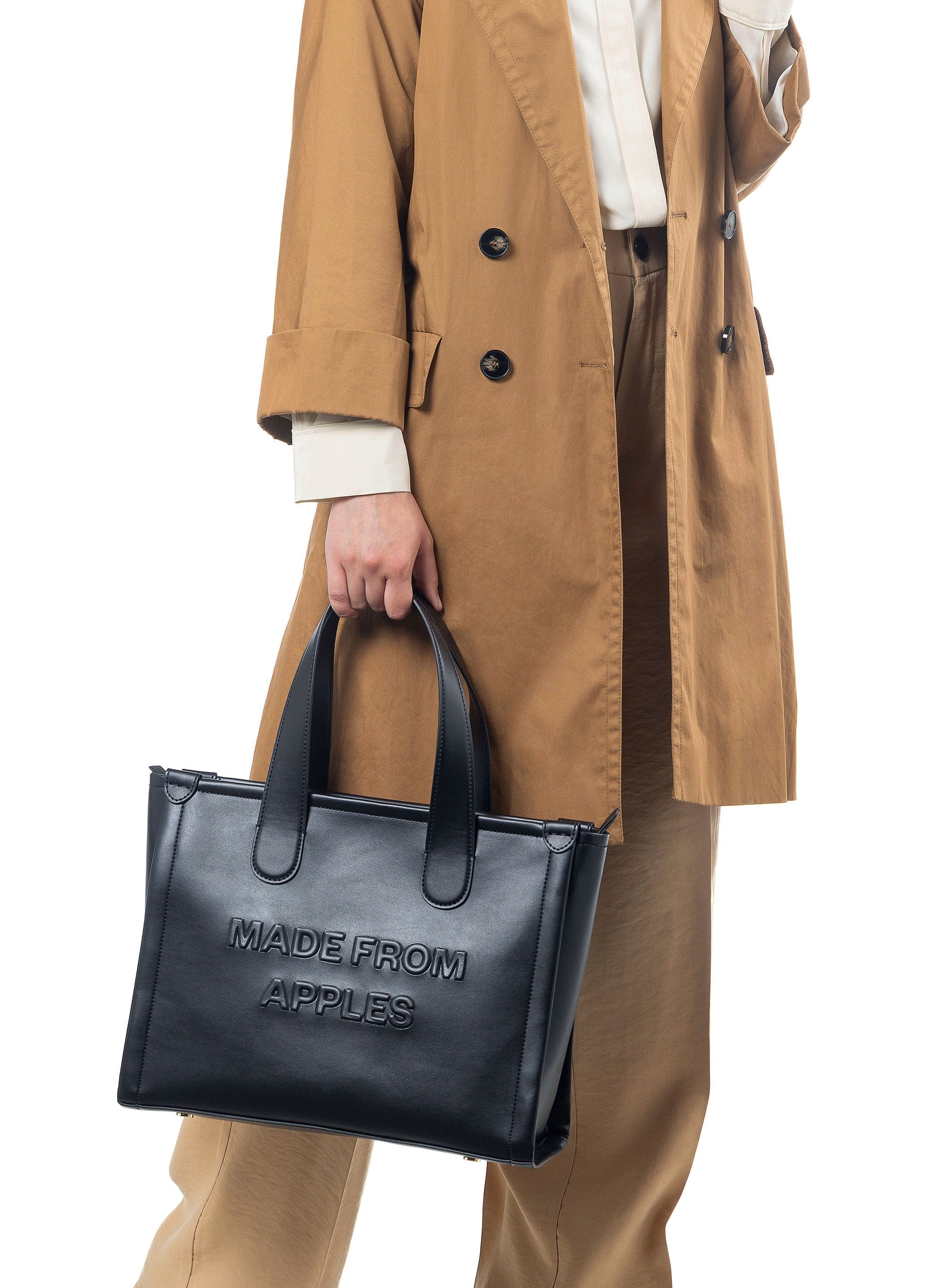 Alma L Vegan Leather Tote Bag for Women | Black | Eco-Friendly Apple Leather Handbag | Perfect for Work, Travel & Everyday Use