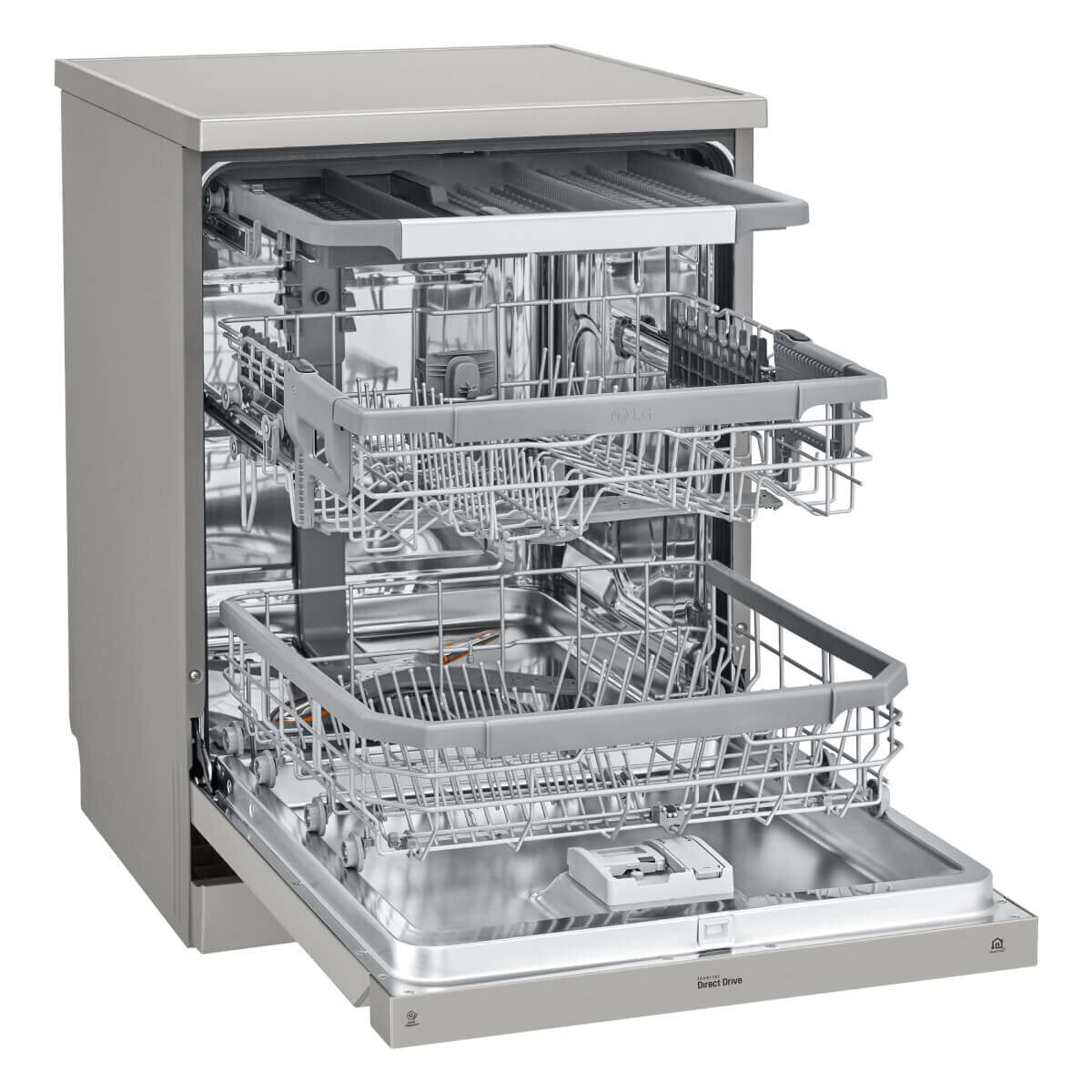 LG XD4B15PS 15 Place Settings QuadWash Dishwasher in Platinum Steel Finish - Energy Efficient & Ultra Quiet for Large Families & Entertaining