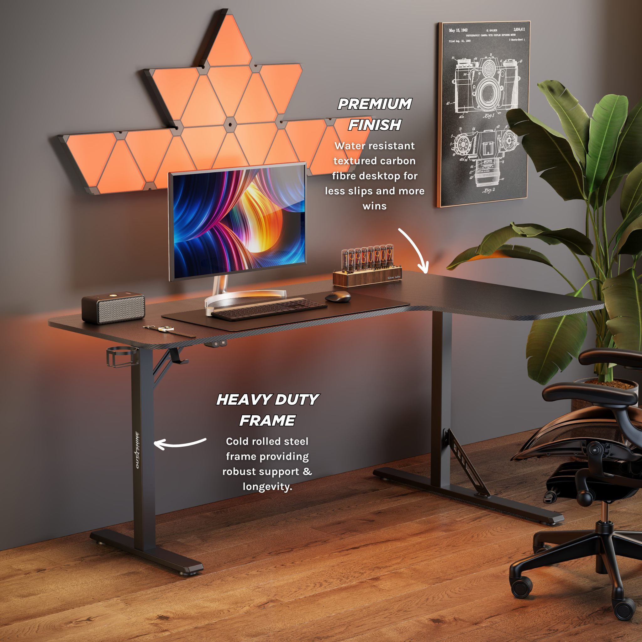 Citadel Gaming Desk V2 - 160cm Wide L-Shaped Computer Desk for PC Gamers | Ergonomic Home Office Setup with Cable Management | Perfect for Streaming & Esports