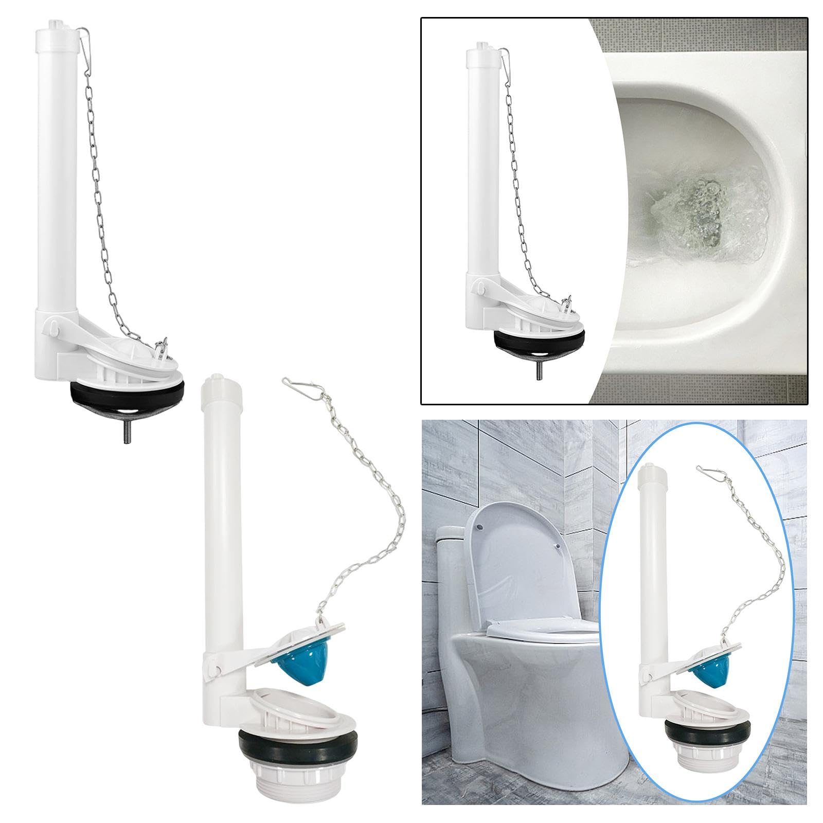 Universal CALANDIS® Toilet Flush Valve Replacement - High-Quality Bathroom Accessory & Integral Drain Valve Kit (1 Flush Valve Assembly) for Easy Toilet Tank Repair | Perfect for Home, Hotel & Commercial Restroom Maintenance