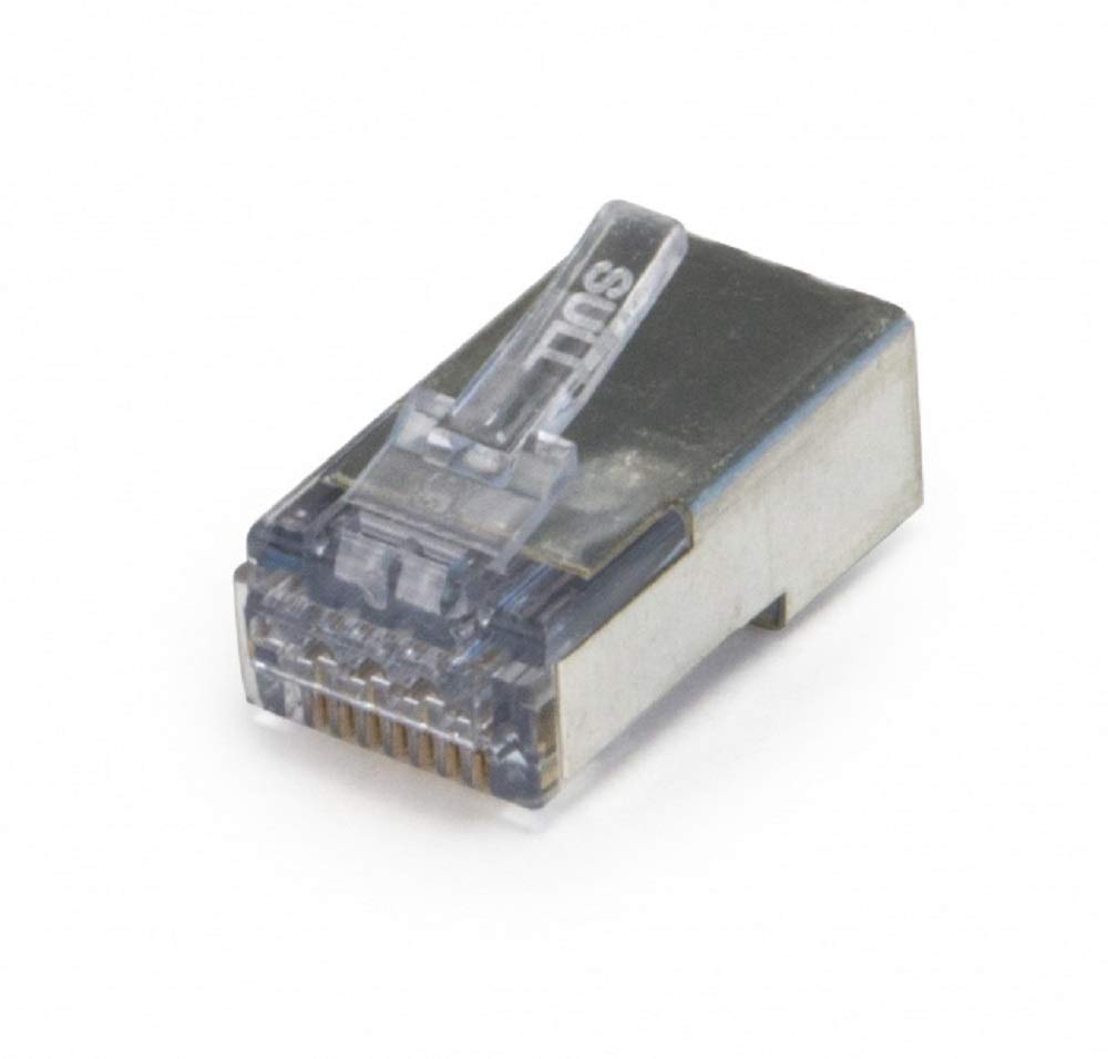 Platinum Tools Ezex44 Shielded RJ45 Connector - 50 Pack with Internal Ground & Accessory Jar (202050J) - Perfect for Network Installations & Data Center Wiring