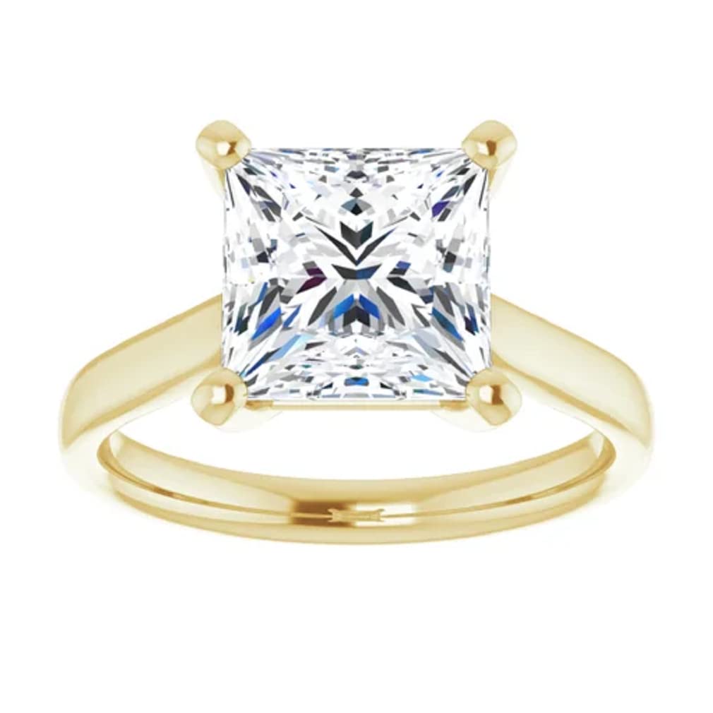 10K Solid Yellow Gold Handmade Engagement Ring - 2.0 CT Princess Cut Moissanite Diamond Solitaire Wedding Band for Women - Perfect for Proposals, Anniversaries & Bridal Jewelry Gifts
