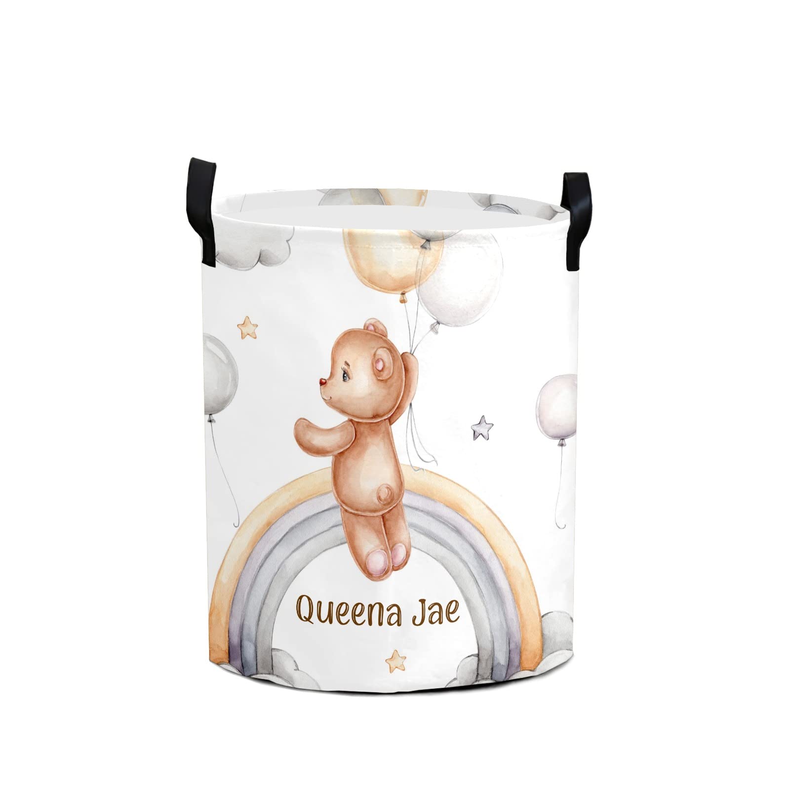 **Rainbow Teddy Bear Balloon Storage Bin - Waterproof Oxford Fabric Laundry Hamper, Toy Organizer, Gift Basket for Bedroom, Nursery & Clothes Storage - Perfect for Kids' Room, Baby Gifts & Home Decor**