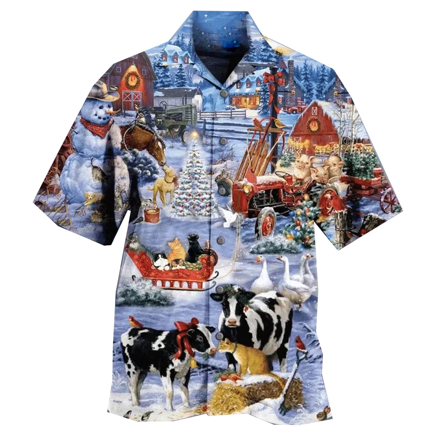 Men's Hawaiian Shirts - Tropical Cow Print Short Sleeve Button Down Shirt for Casual Wear | Beach Party, Summer Vacation & Luau Outfit