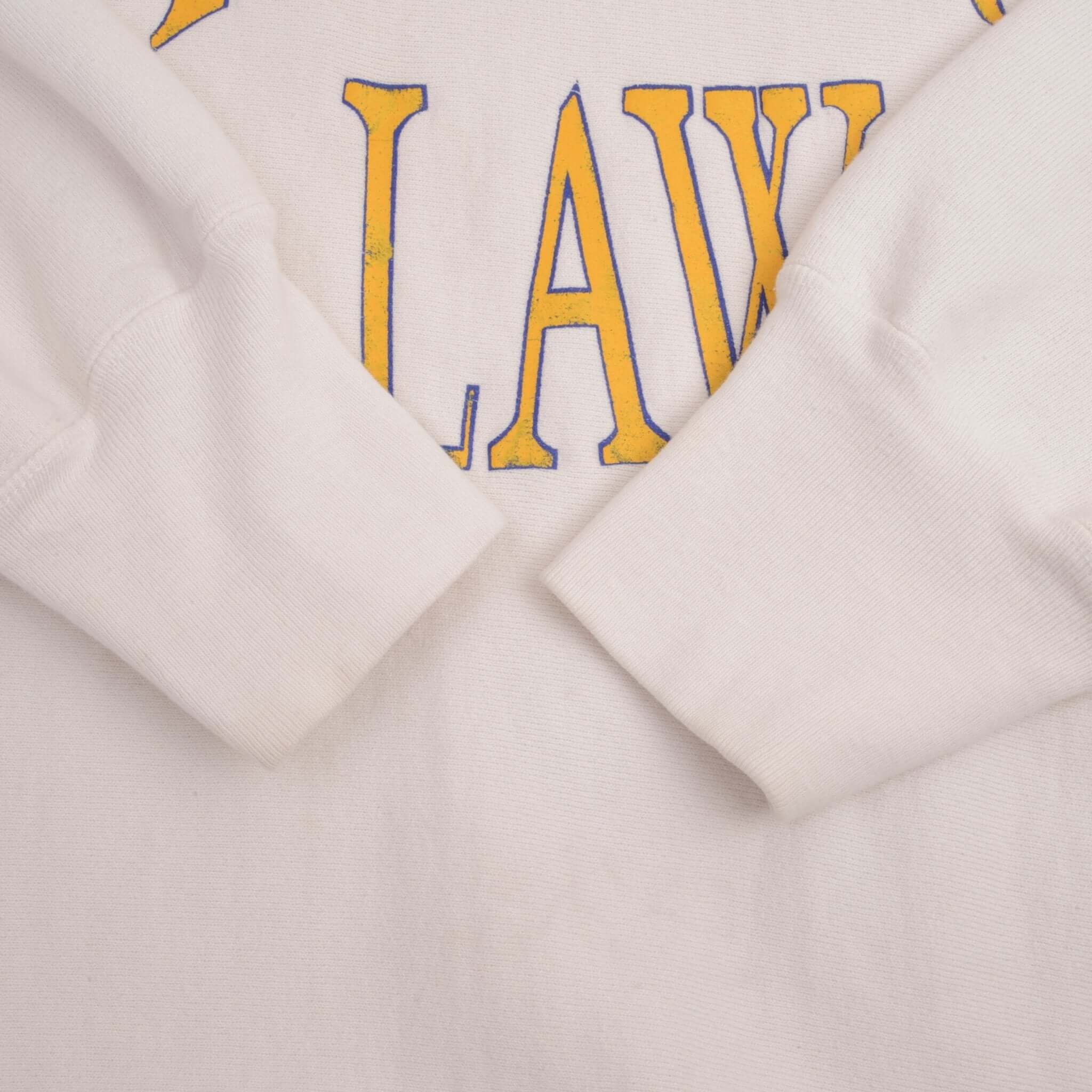 Vintage Champion Reverse Weave Hofstra Law White Sweatshirt 1980s XL Made in USA - Retro College Style for Casual Wear & Street Fashion