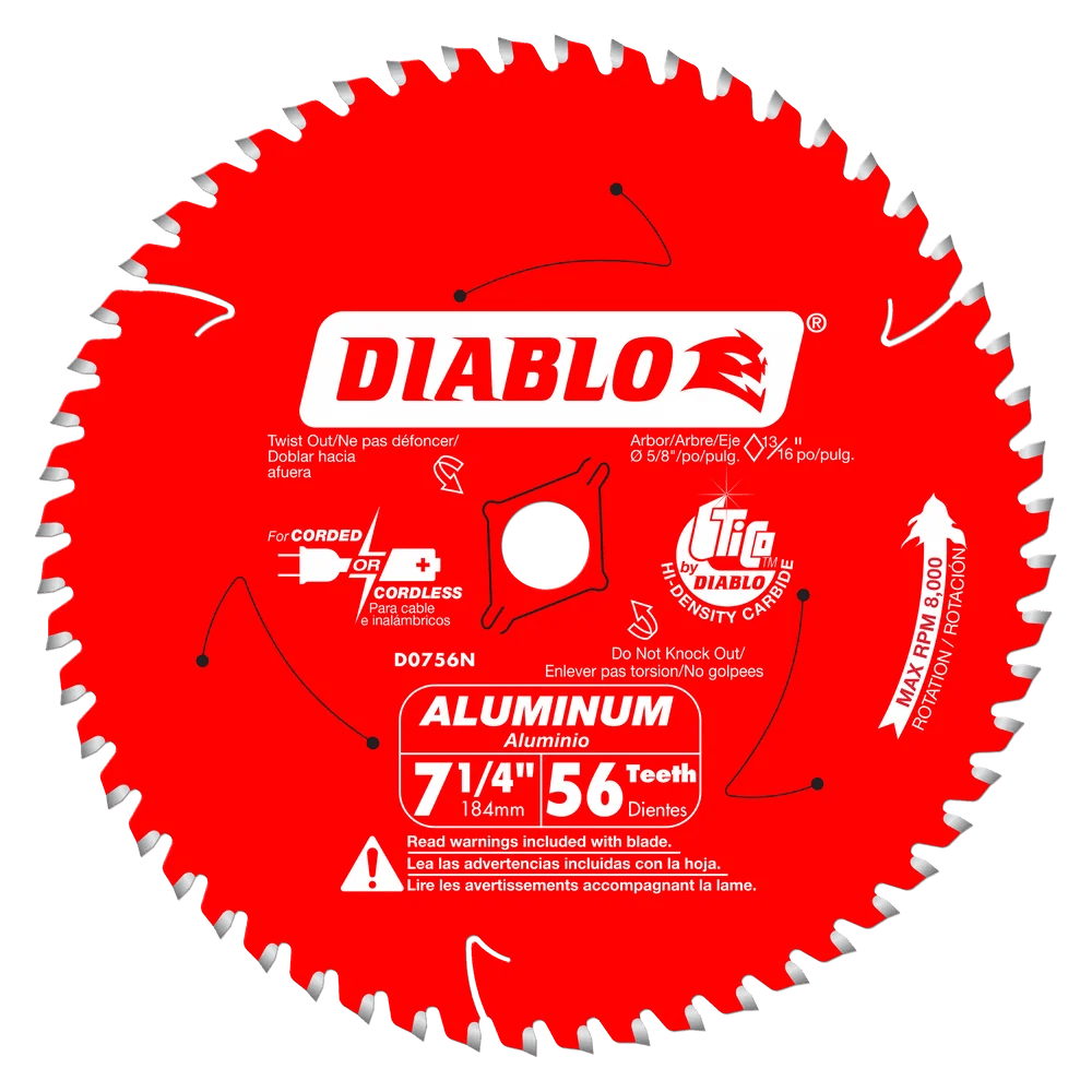 7 1/4 Inch 56-Tooth Aluminum Cutting Saw Blade - Pack of 8 - Perfect for Metalworking, Woodworking, and DIY Projects