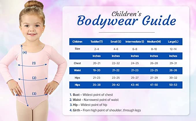 Girls Gymnastics Leotards - Long Sleeve Scoop Neck Dance Leotard for Ballet, Cheerleading & Rhythmic Gymnastics Practice