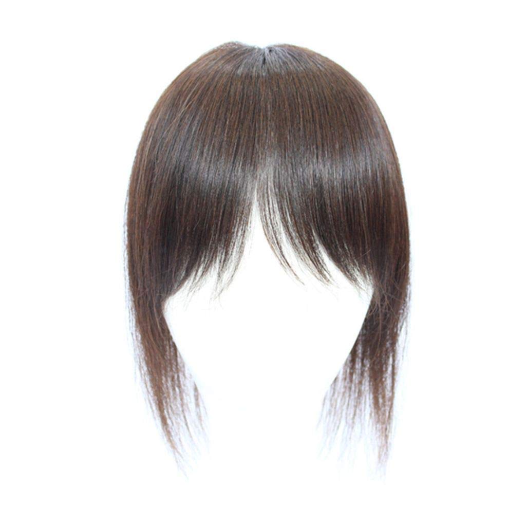 Clip On Mono Human Hair Topper with Bangs - 14