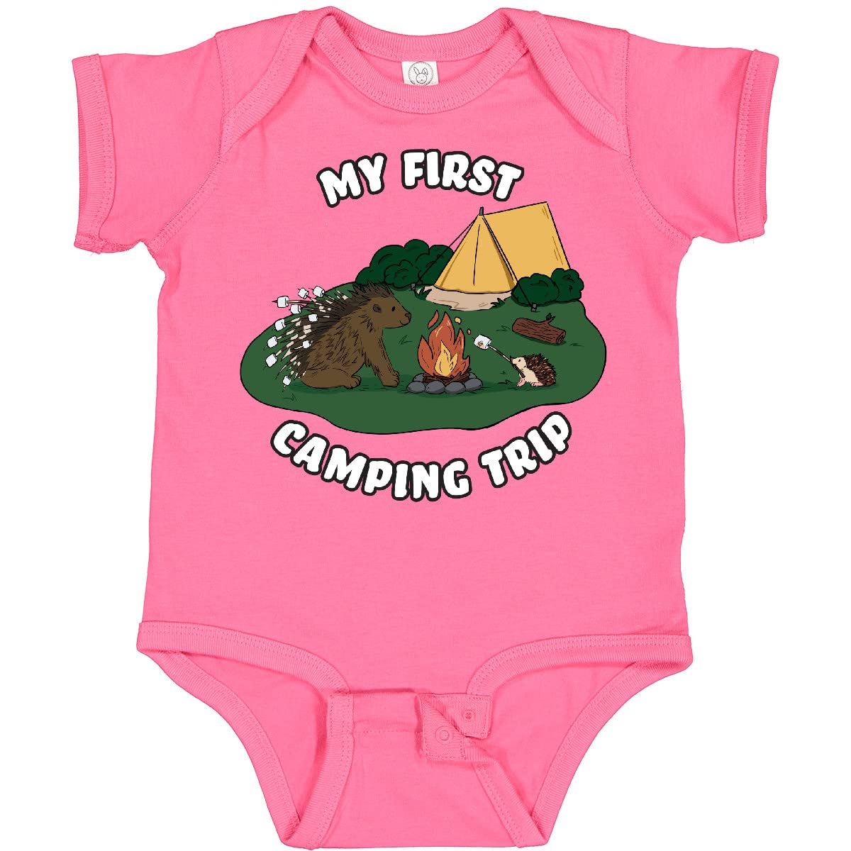 Inktastic My First Camping Trip - Adorable Hedgehog Baby Bodysuit for Boys & Girls | Perfect for Outdoor Adventures, Camping Trips & Family Photos