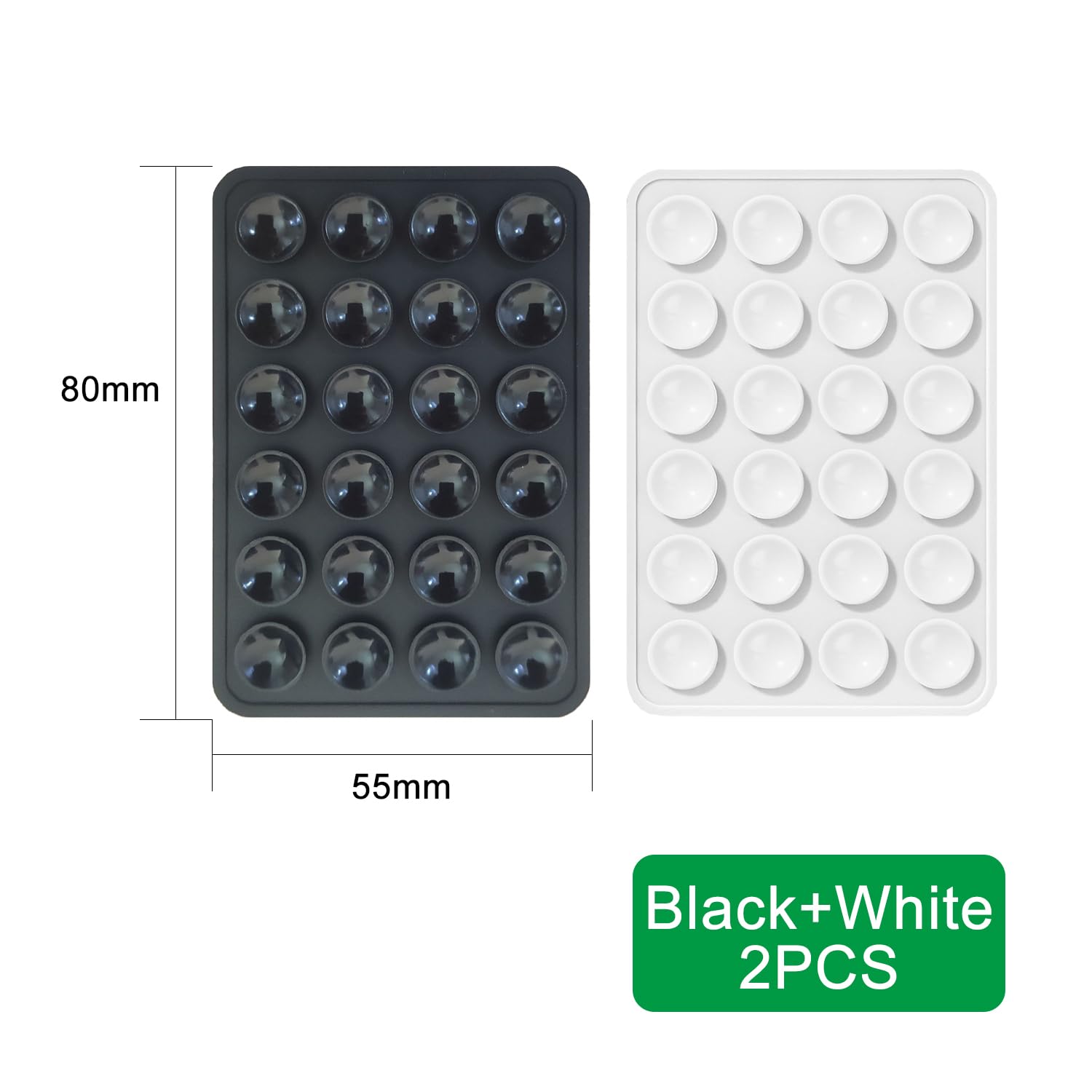 iLamvie 2-Pack Phone Suction Pad - Wall Mount Sticky Holder for Phones (Black & White) - Home & Office Use
