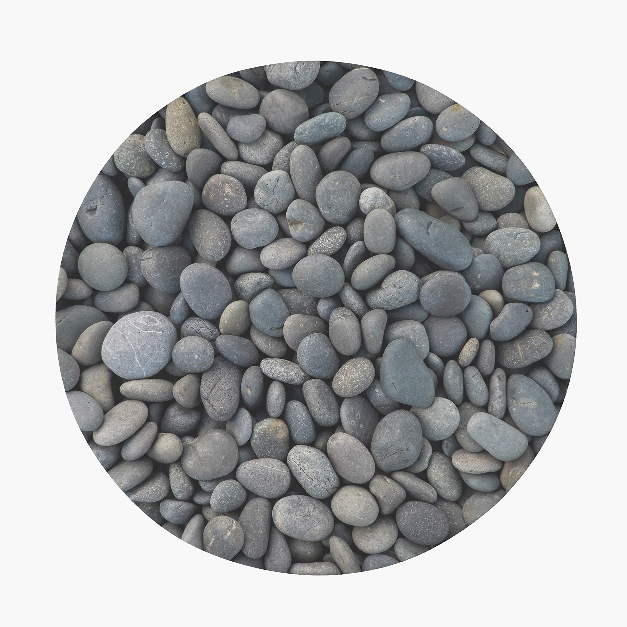 Natural Stone Pebble Area Rug in Gray - 5' Round Non-Slip Floor Mat for Living Room, Bedroom & Office Decor | Eco-Friendly Home Rugs in Multiple Sizes (3x5, 4x6, 5x7, 8x10, 9x12, 2.5x8)