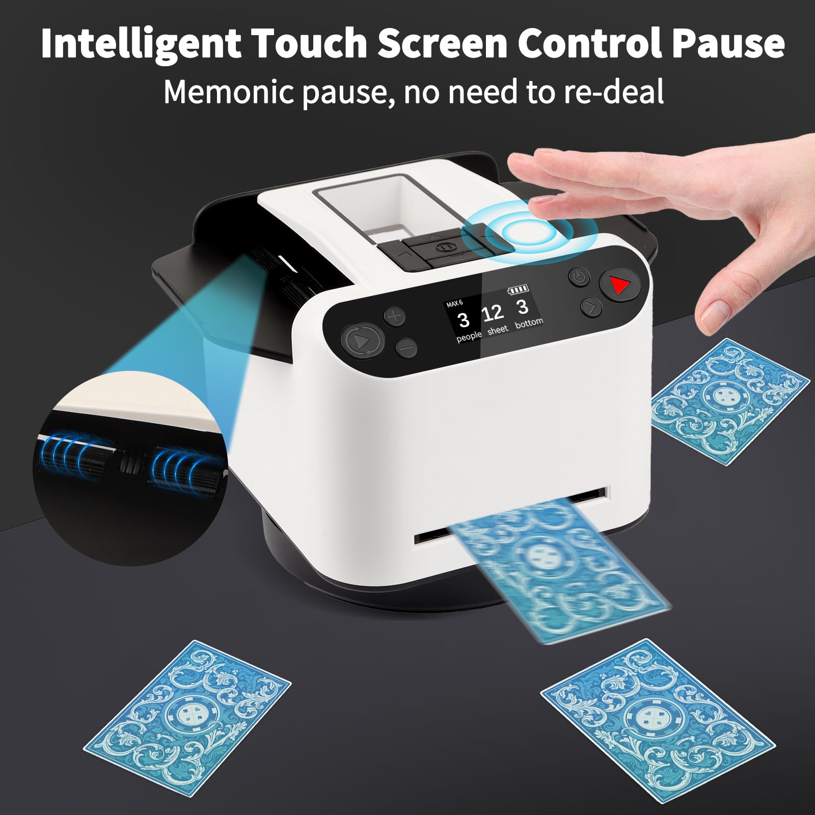 2-in-1 Automatic Card Shuffler & Dealer Machine - Ultra Quiet 360° Rotating for Uno, Monopoly Deal, Five Crowns - Perfect for Home Game Nights & Casino-Style Card Games