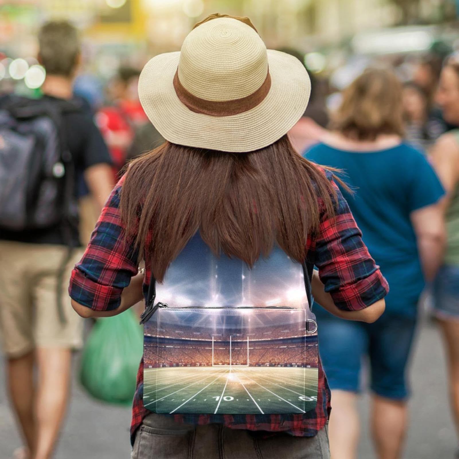 Best Travel & Work Backpack for Men & Women - Durable American Football Stadium Design - Perfect for Commuting, Hiking, and Sports Events