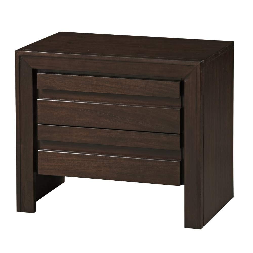 Solid Wood Nightstand with 2 Drawers - Modern Chocolate Brown Bedside Table for Bedroom, Living Room & Office Storage | Modus Furniture