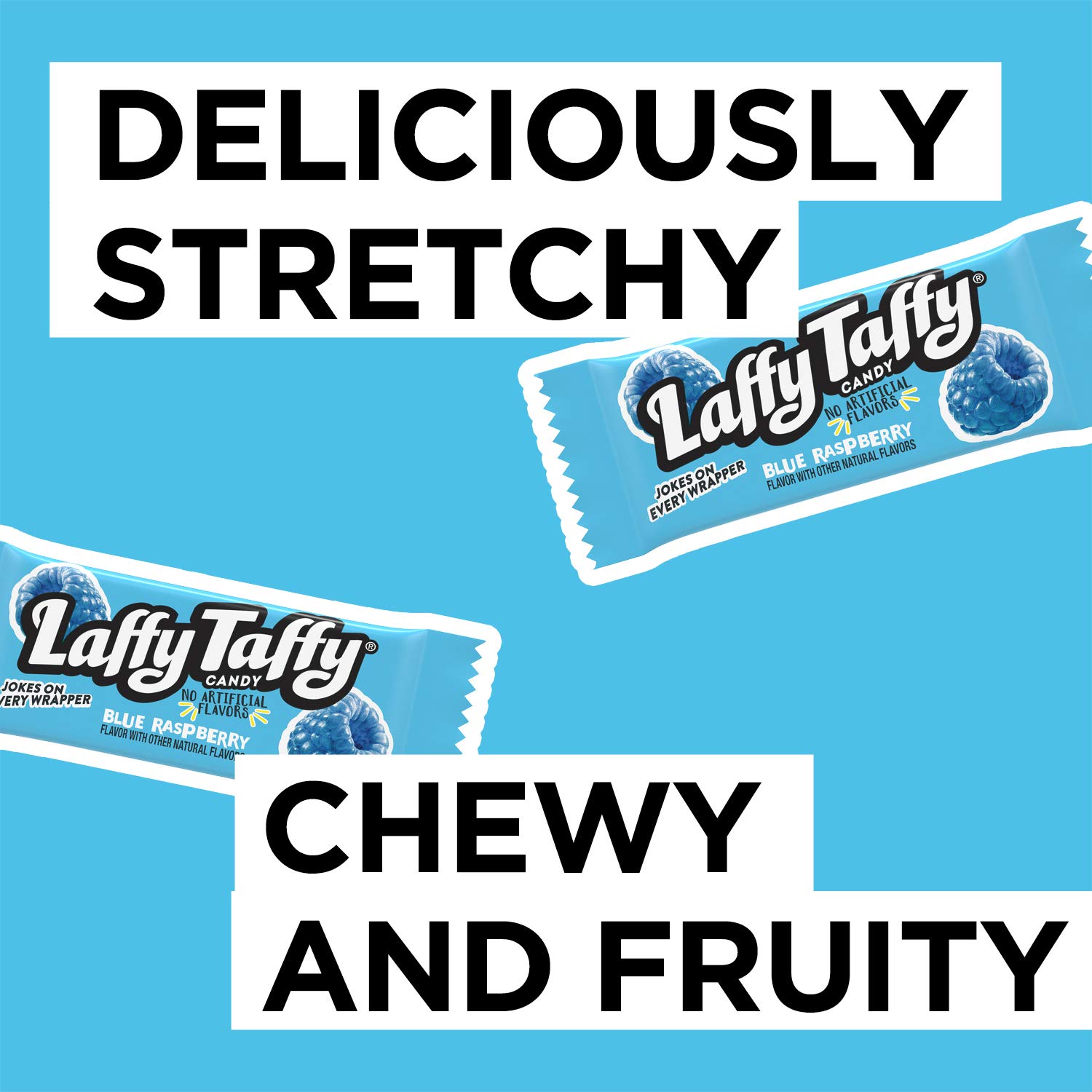 Blue Raspberry Laffy Taffy Candy - 145 Individually Wrapped Chewy Taffy Pieces - Bulk Party Candy for Halloween, Birthday Favors & Office Treats