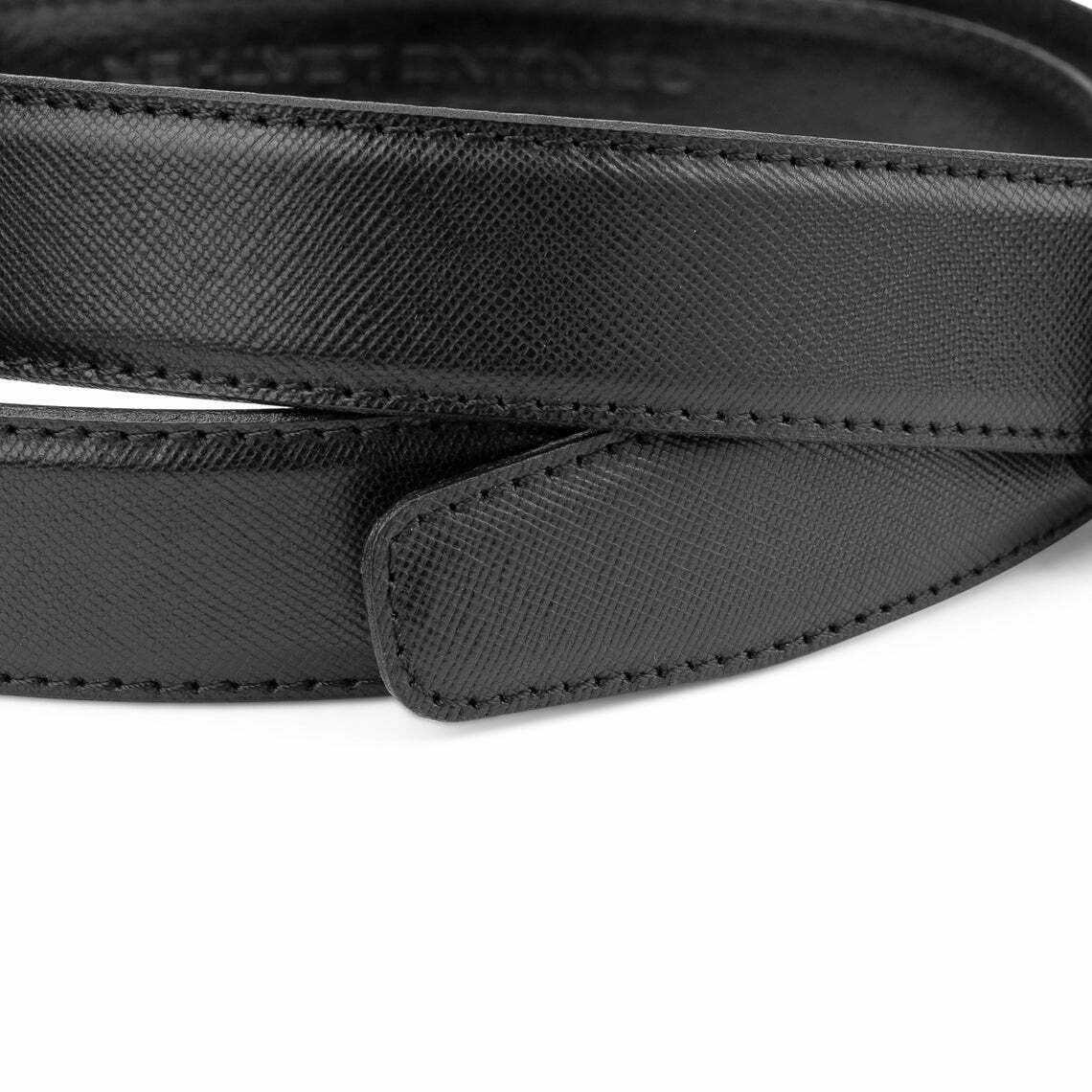 Premium Black Saffiano Leather Belt for Men - 1.8 Inch Width Dunhill Replacement Strap | Formal & Business Attire Accessory