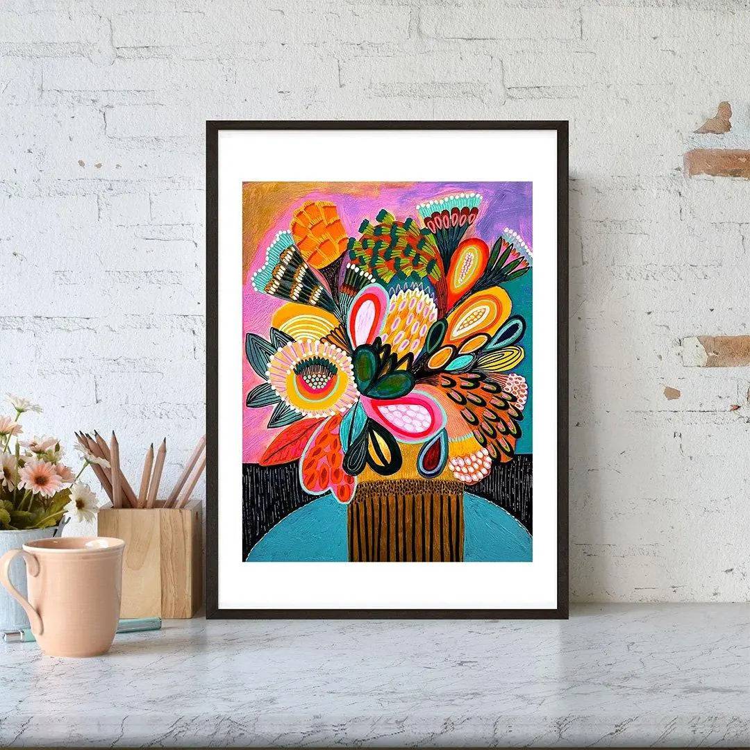 Vibrant Floral Still Life Wall Art Print - Perfect for Living Room, Bedroom & Office Decor