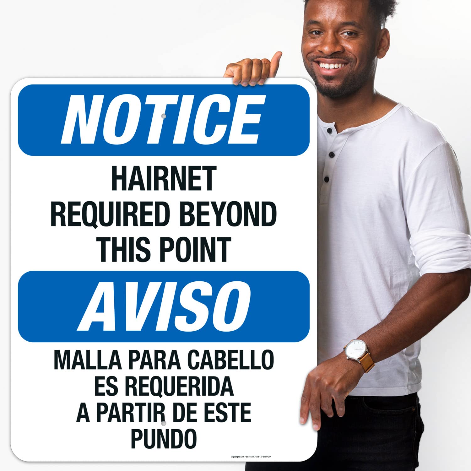 Bilingual Hairnet Required Beyond This Point OSHA Sign - 24x30 Inches Rust-Free .063 Aluminum - Fade Resistant for Indoor/Outdoor Use - Made in USA - Perfect for Food Processing Plants, Restaurants & Industrial Facilities