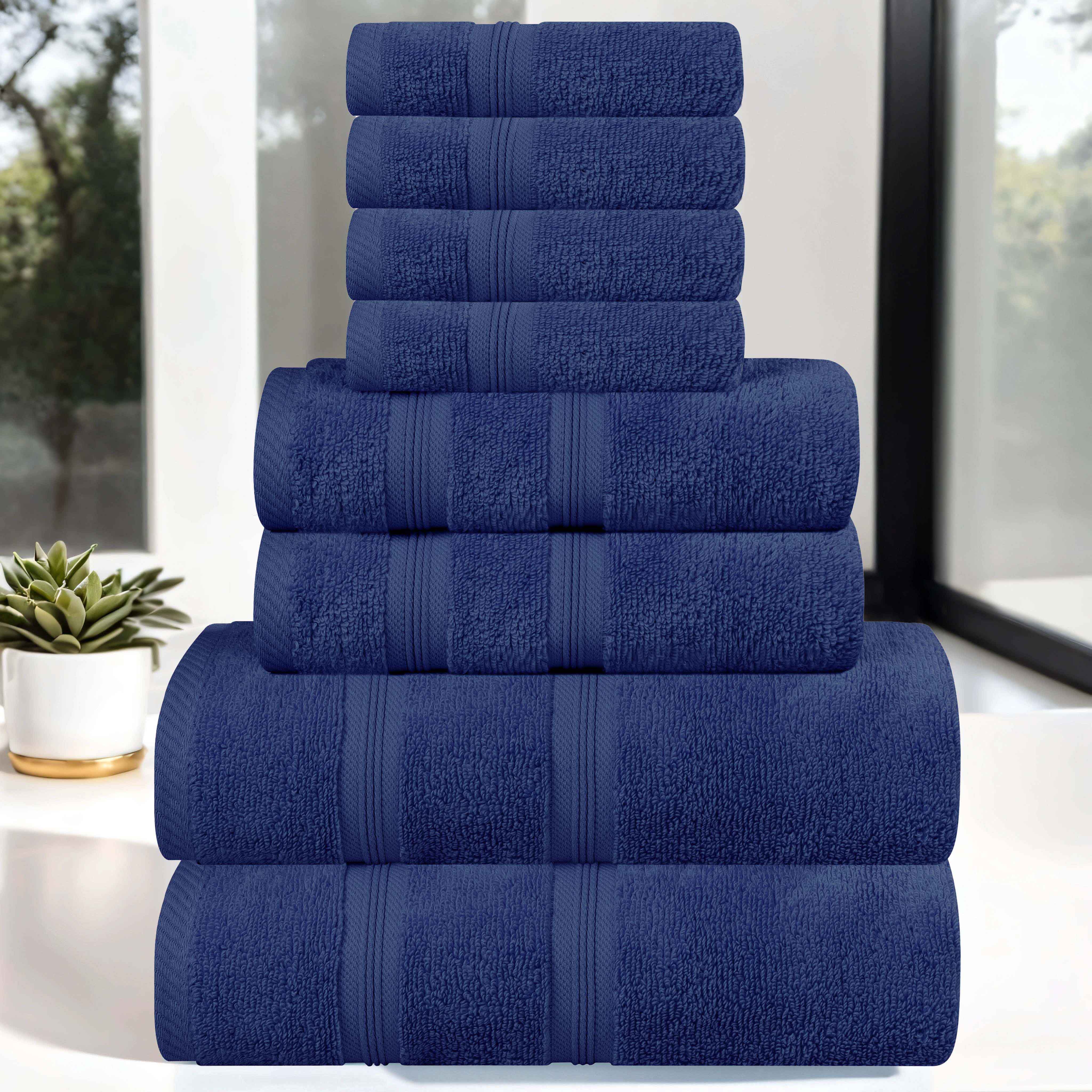 Smart Dry Zero Twist Cotton 8-Piece Towel Set - Ultra Soft & Absorbent Bath Towels for Spa, Gym & Luxury Home Use