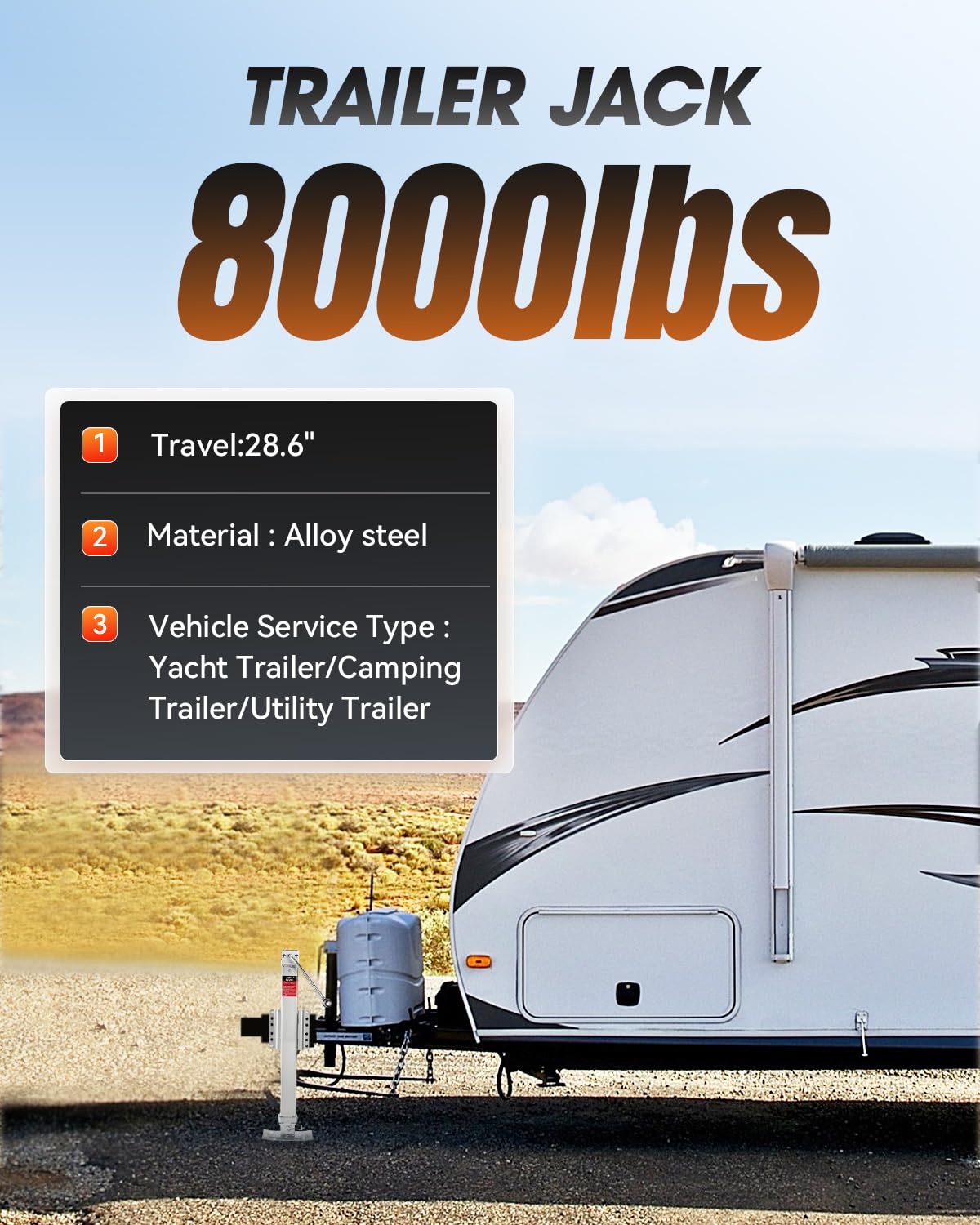 8000 lbs Heavy Duty Trailer Jack with 28.6