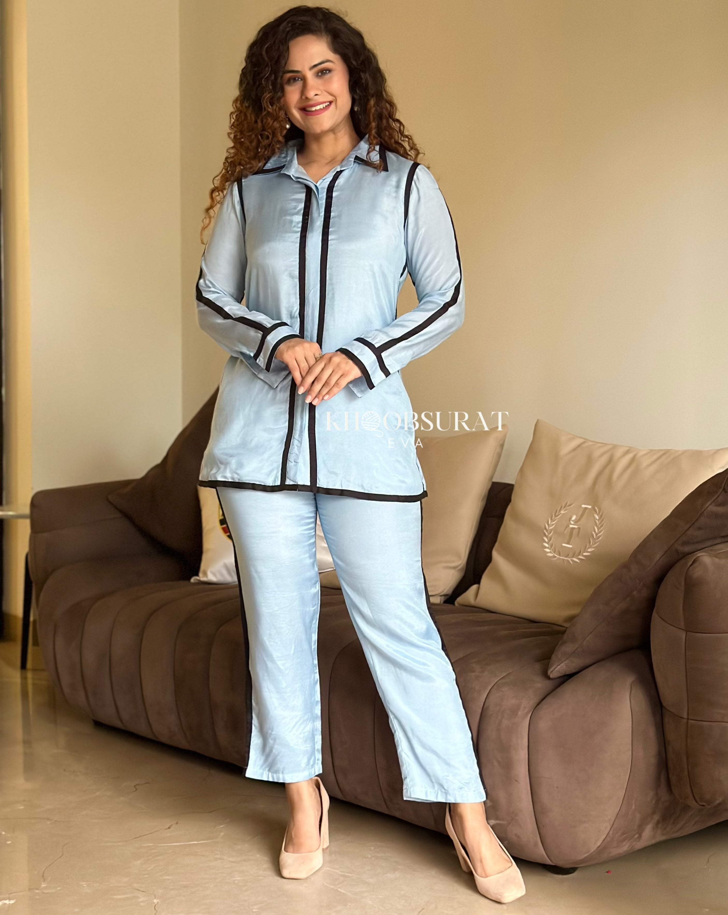 Stylish Bollywood Bling Blue Co-Ord Set for Women | Trendy Matching Outfit | Perfect for Parties, Weddings & Festive Occasions