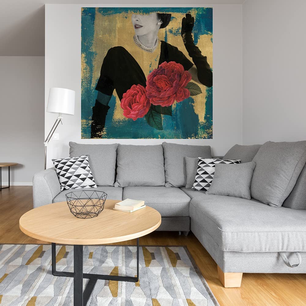 Eccentric Accents Floral Fashionista Canvas Wall Art - 32x32 Inch Hand-Painted Fine Art Decor for Living Room, Bedroom, Office - Ready to Hang - Perfect for Home, Kitchen, Bathroom & Dining Room Decor